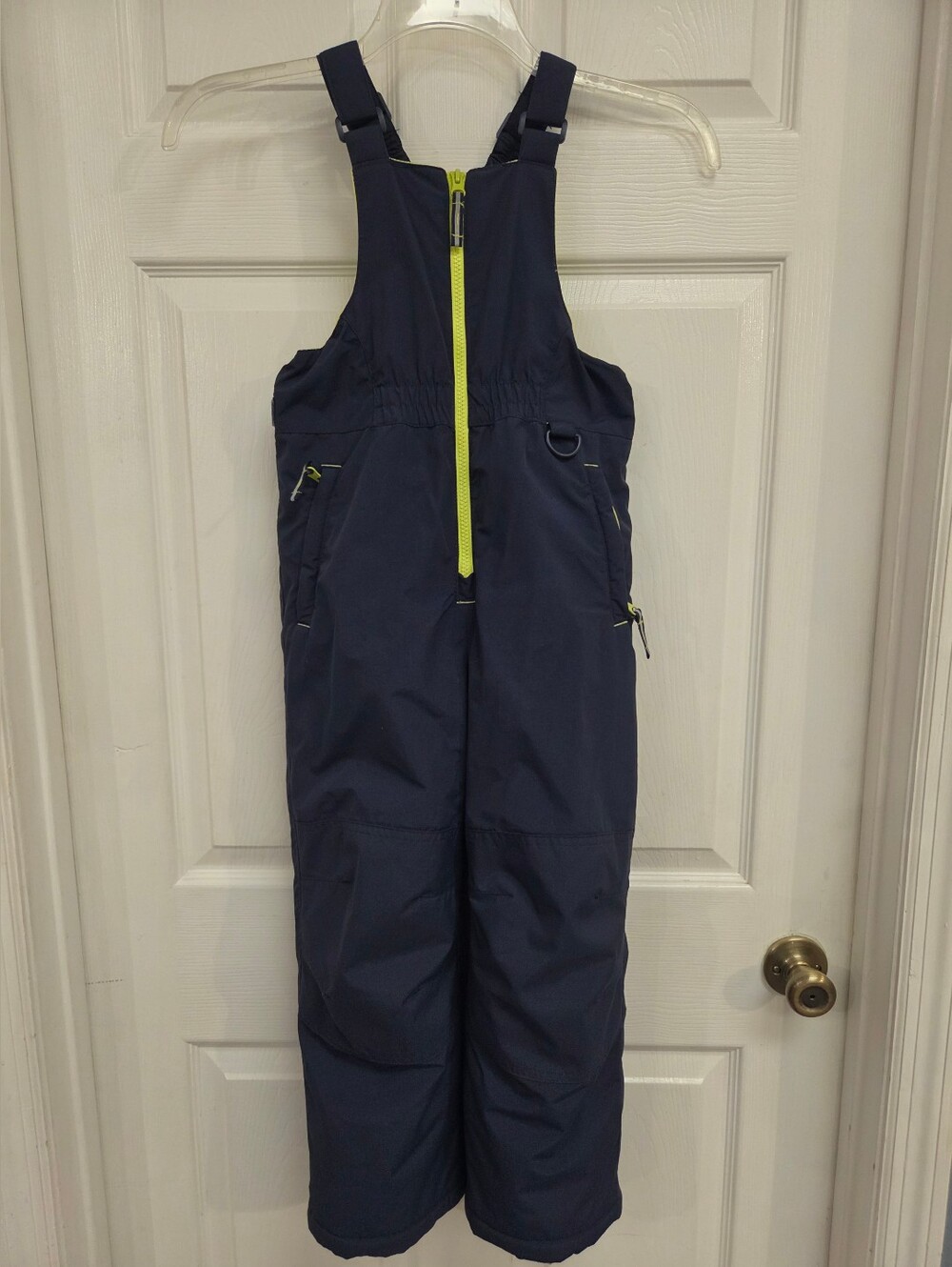 Kids Navy Snow Bib with Lime Zipper